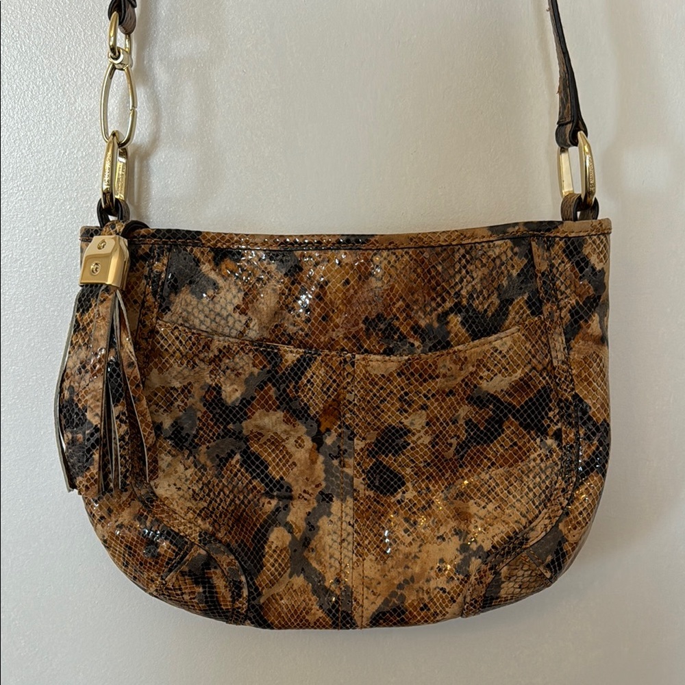 VTG Brown Snake Print Shoulder Bag